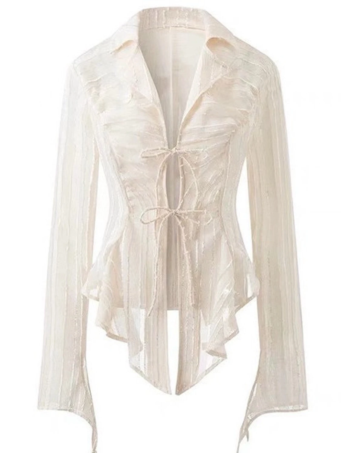 Vit transparent blus med knytning