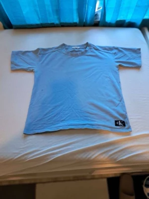 Calvin Clein t-shirt - Snygg ljusblå t-shirt från Calvin Klein med klassisk passform och korta ärmar. Tillverkad i mjuk bomull och har en diskret CK Jeans-logga nere vid fållen. Perfekt till jeans eller shorts för en clean och enkel look.