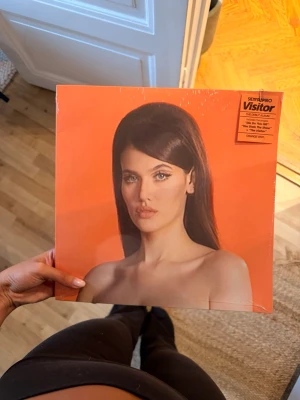 Visitor av Senta Spiro - vinyl - Säljer en unik vinylbok med titeln 'Visitor' av Senta Spiro. Omslaget är orange med ett porträtt på framsidan och låtlista på baksidan.  Jättefin inredningsdetalj också 