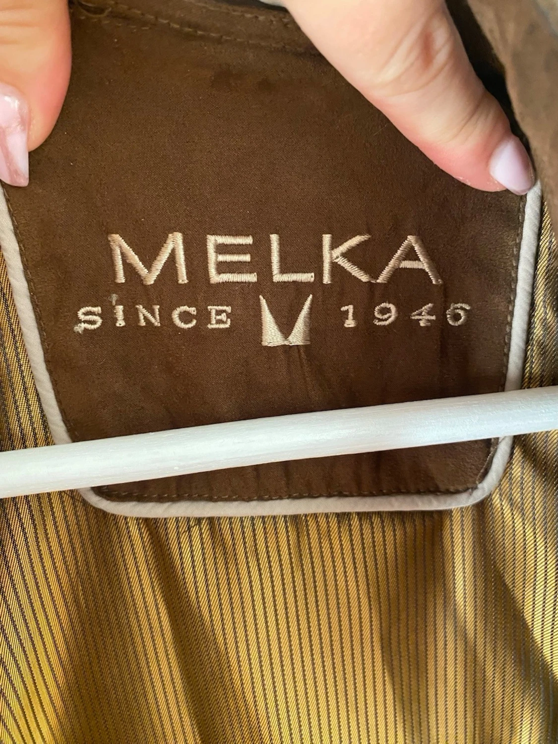 Brun vintage jacka i mocka - 3