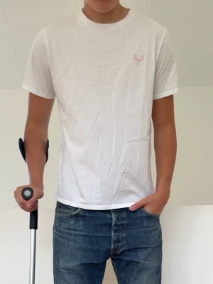APC Vit/Rosa T-shirt - APC Vit/Rosa T-shirt sitter i strl M! Mycket bra skick utan nåra defekter och hör gärna av er vid frågor elr funderingar!!