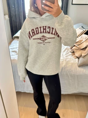 Ljusgrå hoodie med tryck - Snygg ljusgrå hoodie med tryck från Gina Tricot. Ganska stor i storleken