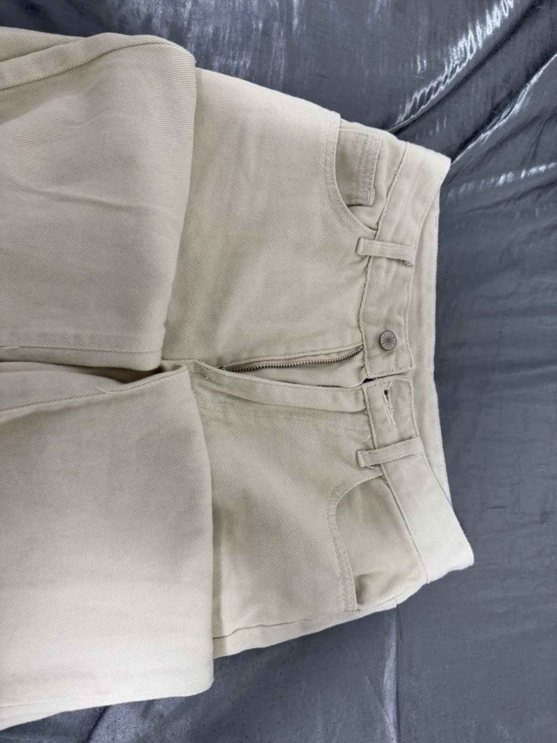 Vida beige jeans med råa kanter/ för dam - 1