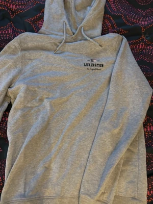 Grå hoodie från Lexington - Snygg grå hoodie från Lexington med tryckt logga på bröstet. Klassisk modell med huva och dragsnören. Tillverkad i mjukt material som känns skönt mot huden. Perfekt för en avslappnad och stilren look.