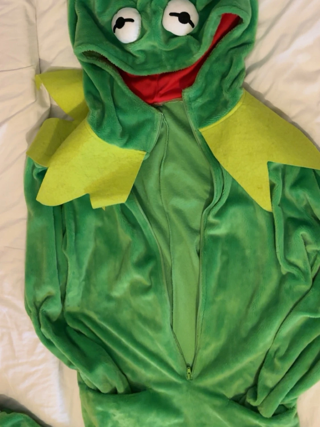 Grön Kermit-onesie med huva - 1