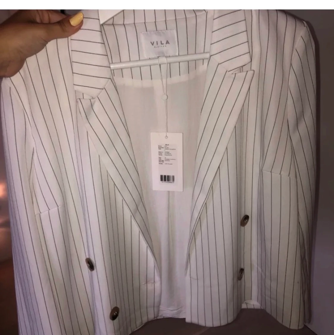 Vit/svart randig blazer - 90