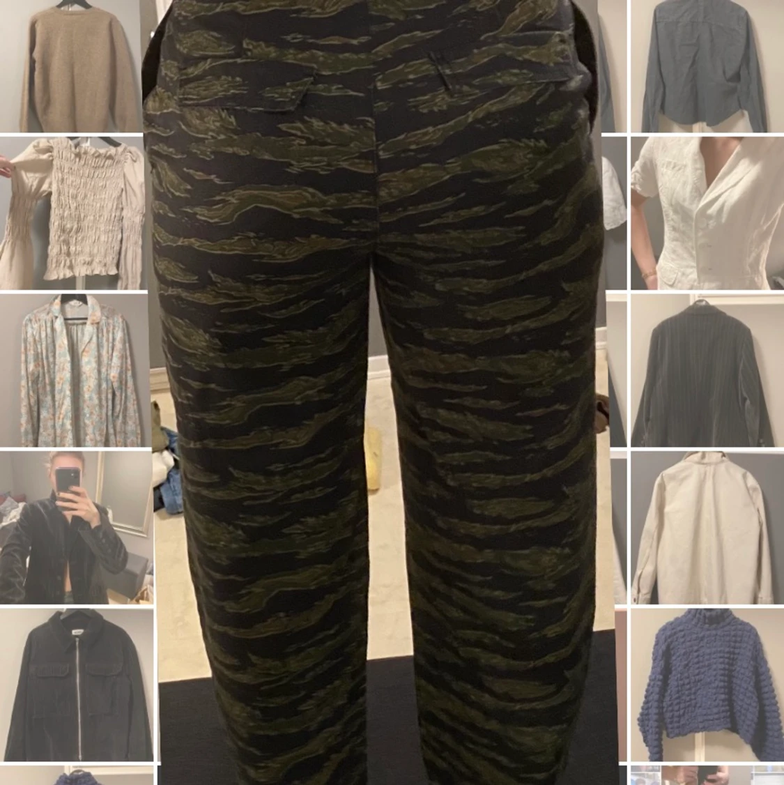 Högmidjade raka kamobyxor  - 91