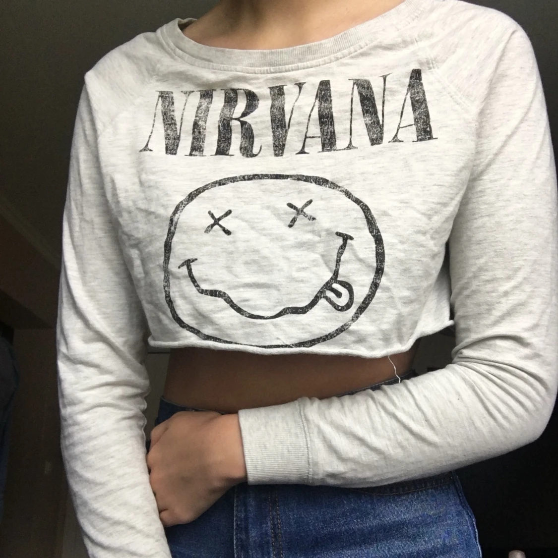 Långärmad magtröja med Nirvana tryck