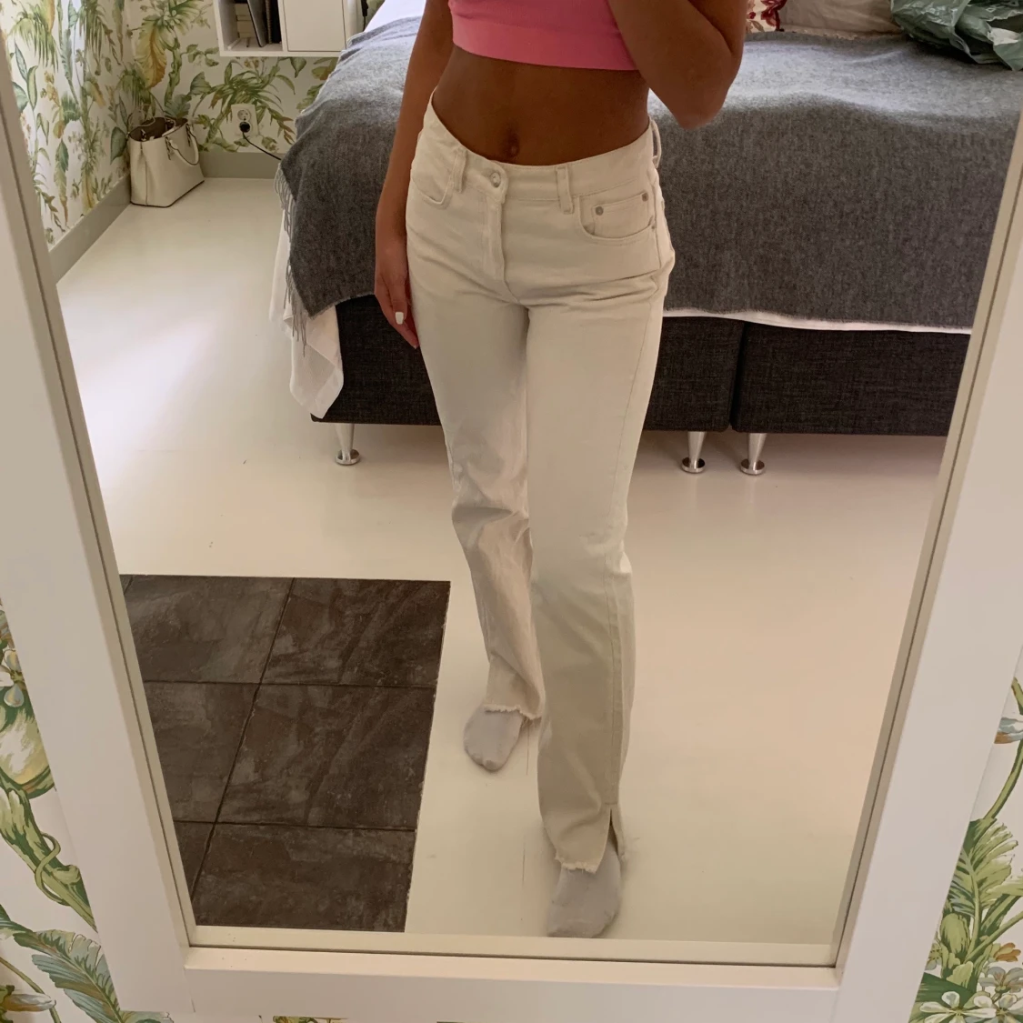 Raka jeans med slits - 90