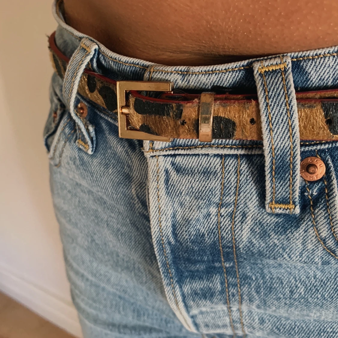 Skärp med leopardmönster - 90