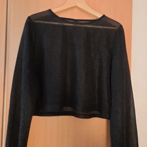 Gina tricot meshtopp i XL - Glittrig, långärmad, cropped, meshtopp från Gina Tricot. Kan mötas upp eller skicka, jag står INTE för frakten