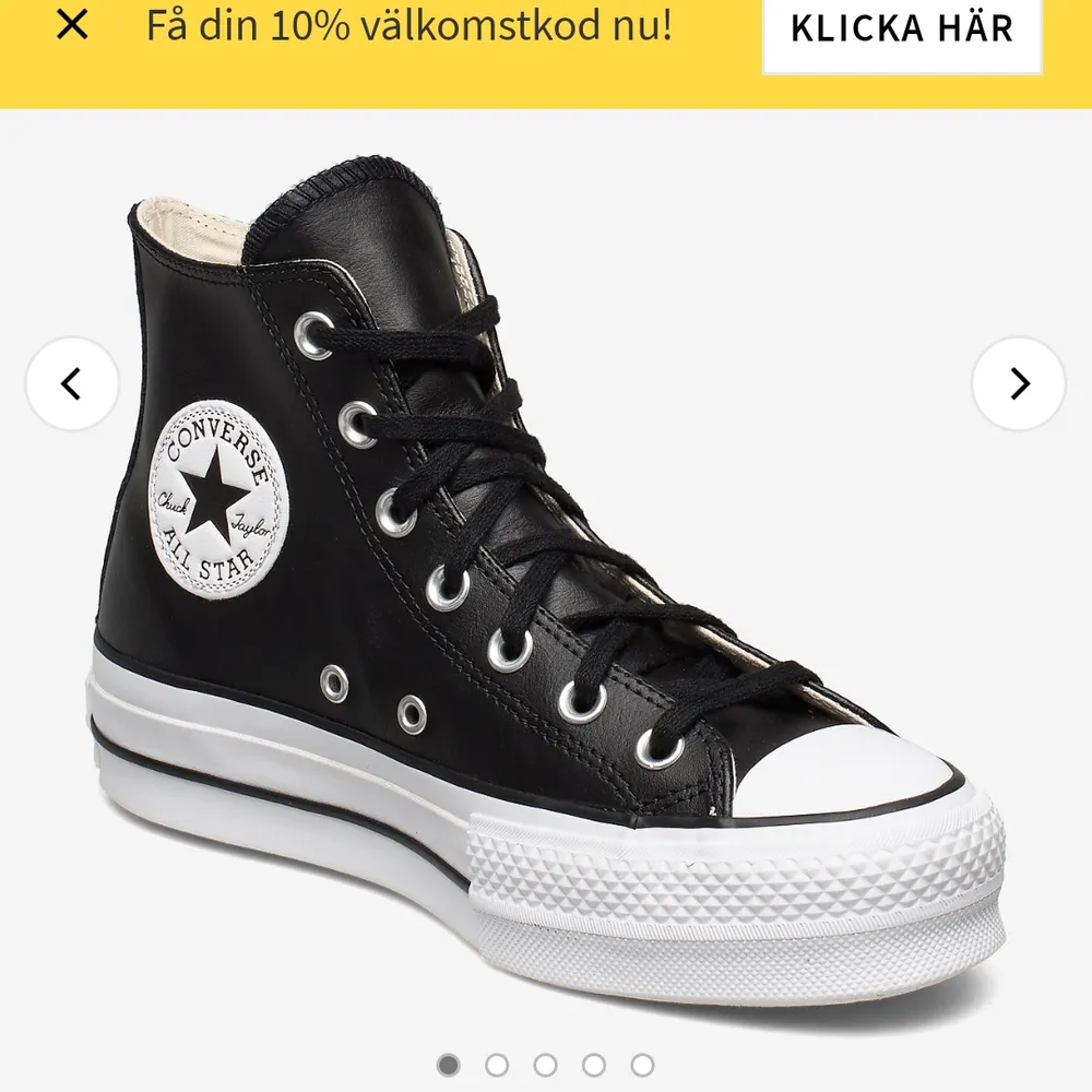 Svarta fejk läder high top platform converse, använda ett fåtal gånger( inte av mig utan av en annan plickare, säljer vidare pga för små) skriv för bild, möts upp i Göteborg och fraktar . Skor.