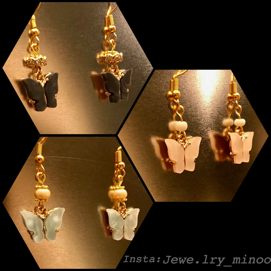 Guldörhängen blå fjäril  - 91