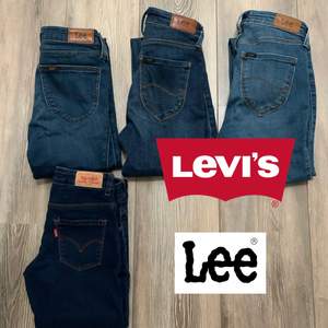 4 par jeans från Levis och Lee❤️ Alla är skinny fit (=tajta) med stretch!❤️ Storlek XS och normal midja❤️ Bra skick!❤️ Nypris ca 800kr/st. 💚💚Jag säljer alla för 100kr + frakt!💚💚