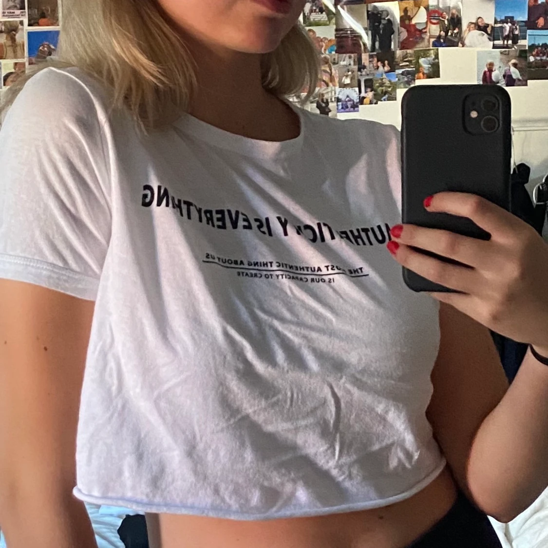 vit croppad tshirt - 90