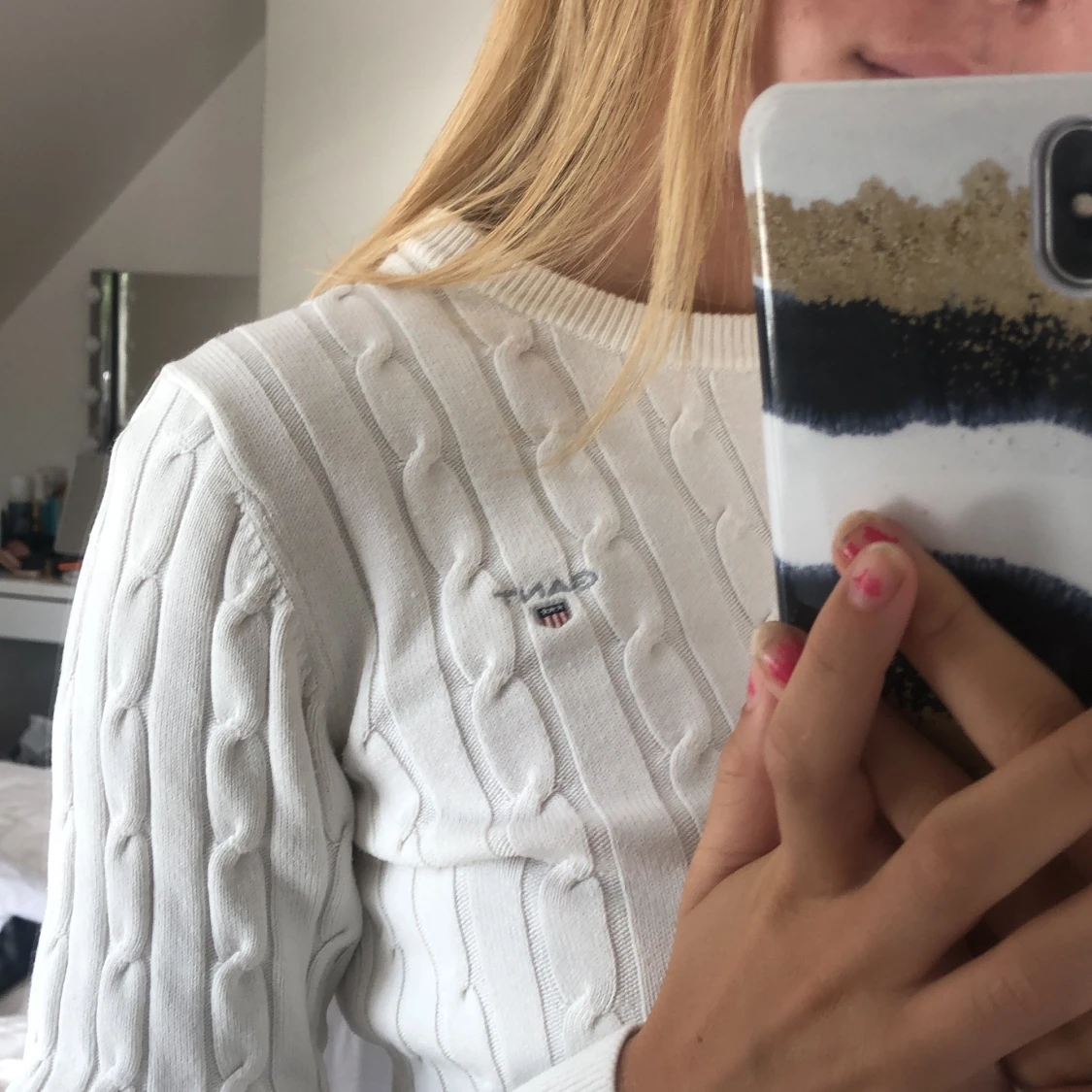 Gant vit stickad tröja  - 91