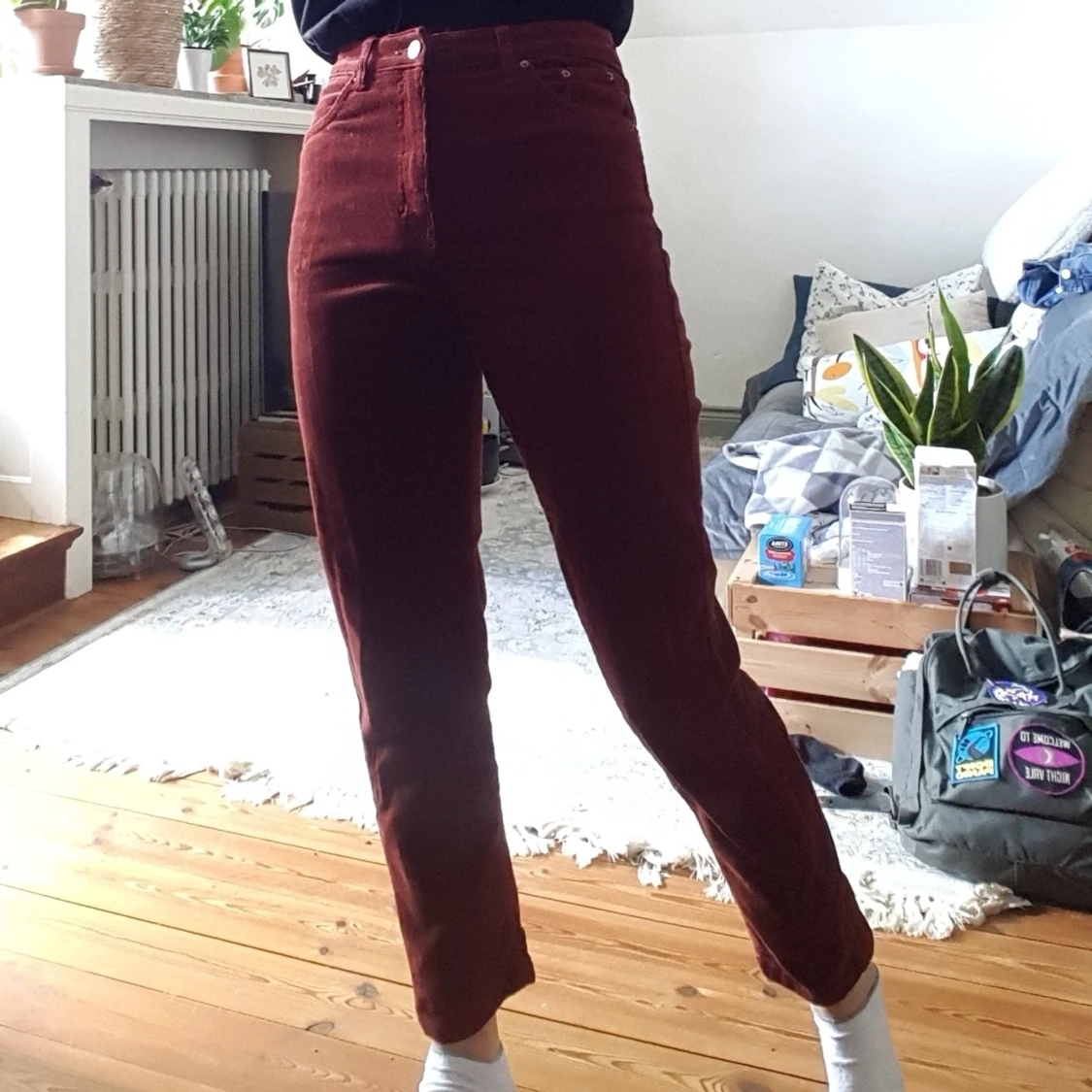 Vinröda Manchesterbyxor - 90