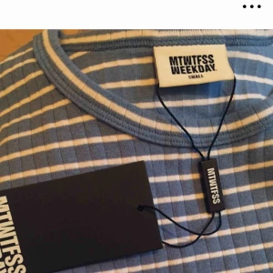  - Säljer superfin blå randig t-shirt från Weekday. I bra skick men tags finns ej kvar. Skriv för fler bilder🌟. Priset är exklusive frakt 