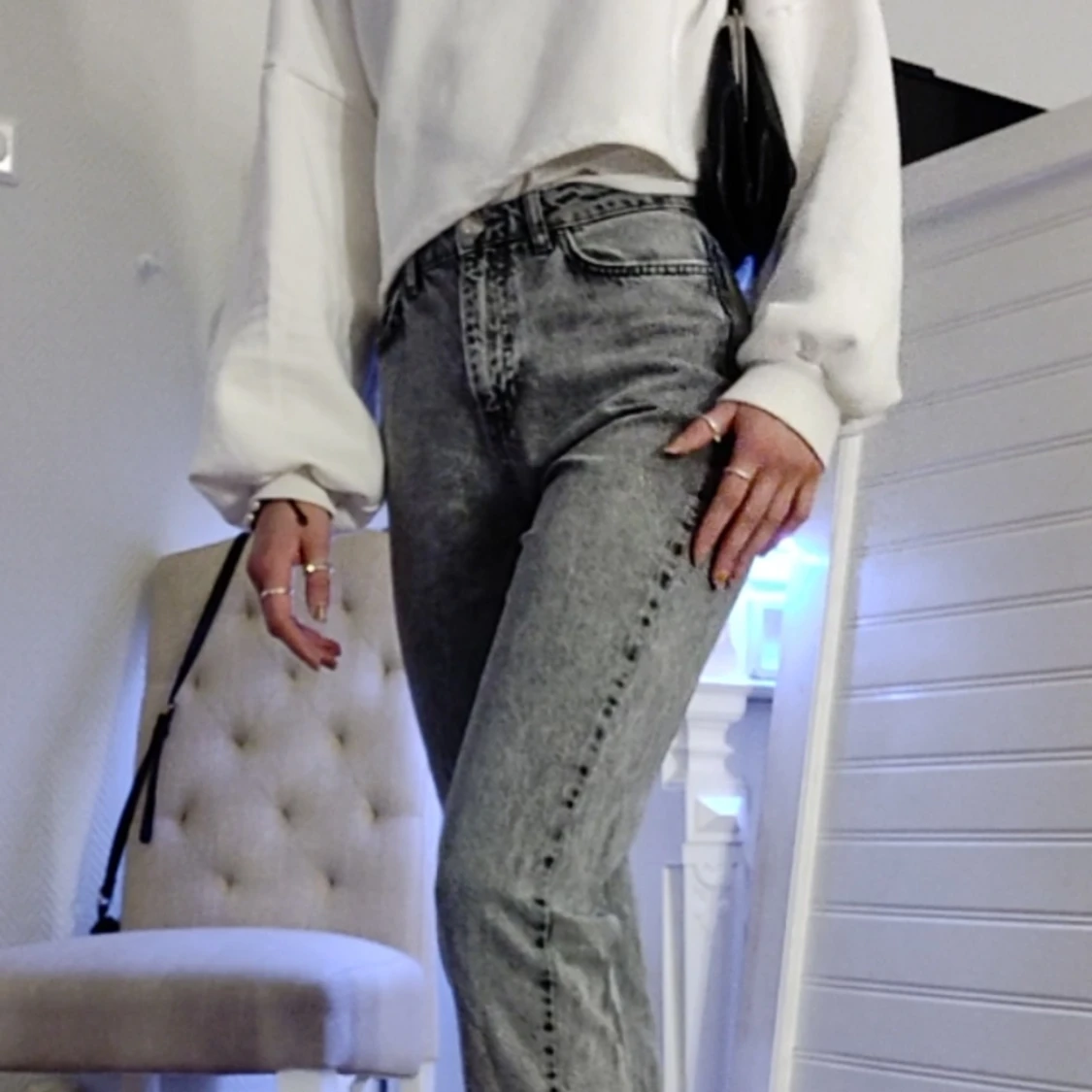 Mom jeans Gina-trico gråa i strl S