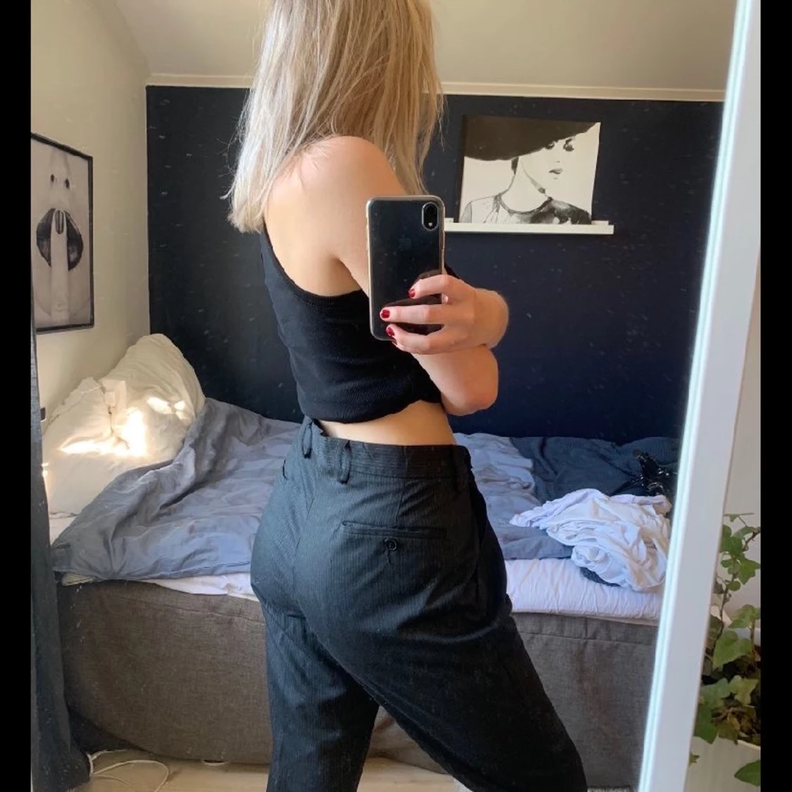 Randiga kostymbyxor - 90