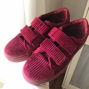 Manchester skor från NAKD - Säljer mina fina kardborre skor från NAKD då de inte kommer till användning. Köpta hösten 2018 men använda väldigt få gånger. Väldigt svårt att få med rätta färgen på kameran men färgen ska vara ”burgundy”, storlek 38. Köpare står för frakten