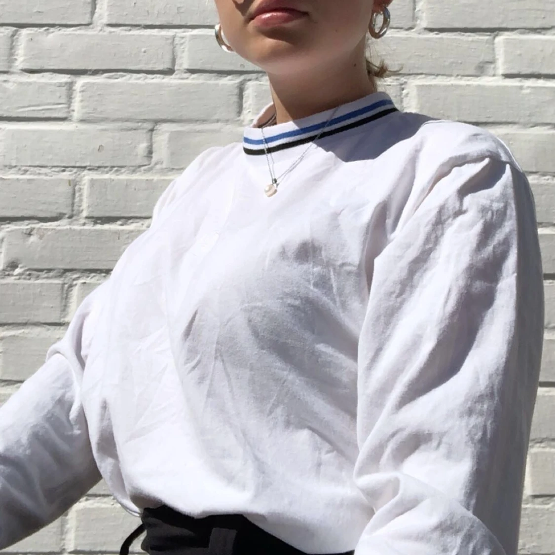 Polar Longsleeve tskirt med randig krage - 90