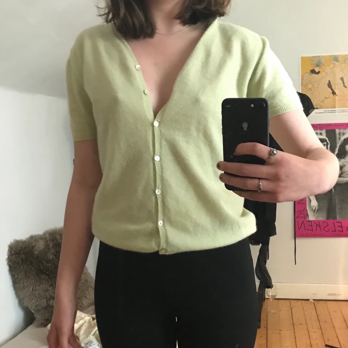 Ljusgrön kashmir topp