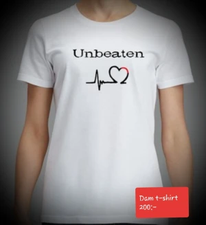 Unbeaten  - Dam t-shirt med egendesignat tryck. Ny ej begagnad. 