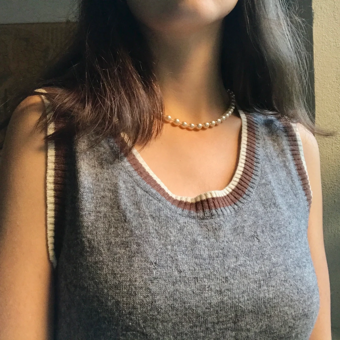 Grå Stickad Väst - 90