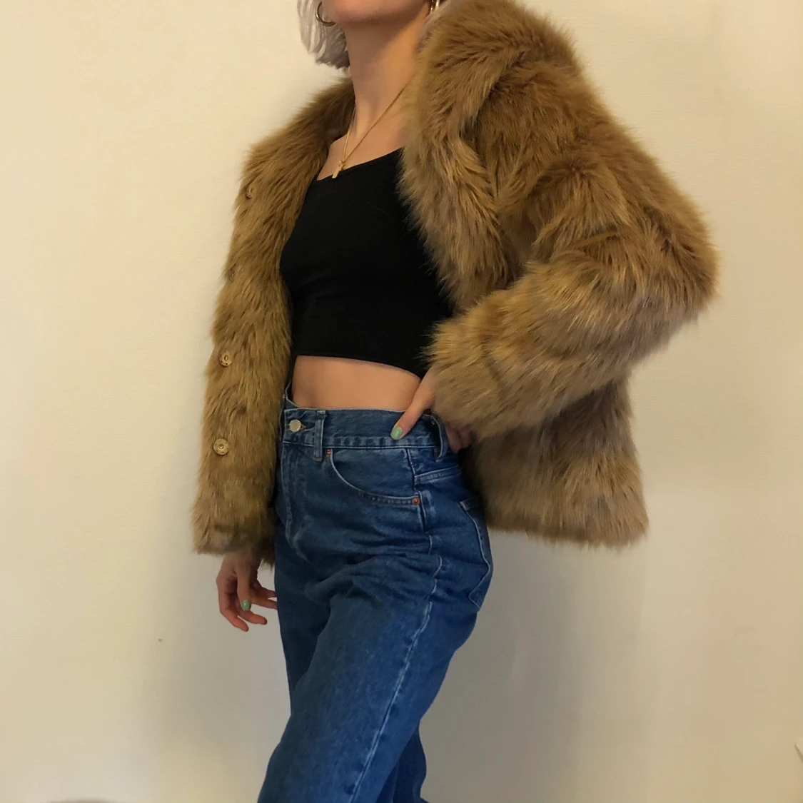 Pälsjacka med hoodie