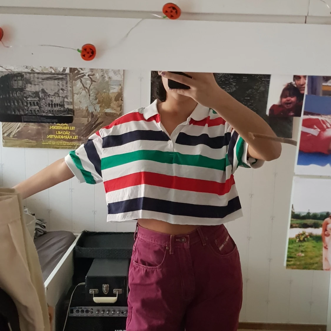 Pösig randig crop top