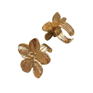 Ring blomma - Guldig ring, justerbar (ej rostfri)  Det är 1 ring, framsida och baksida