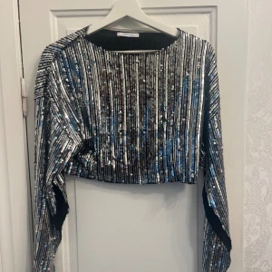 Paljettopp zara - Peljetttopp med vida ärmar från zara