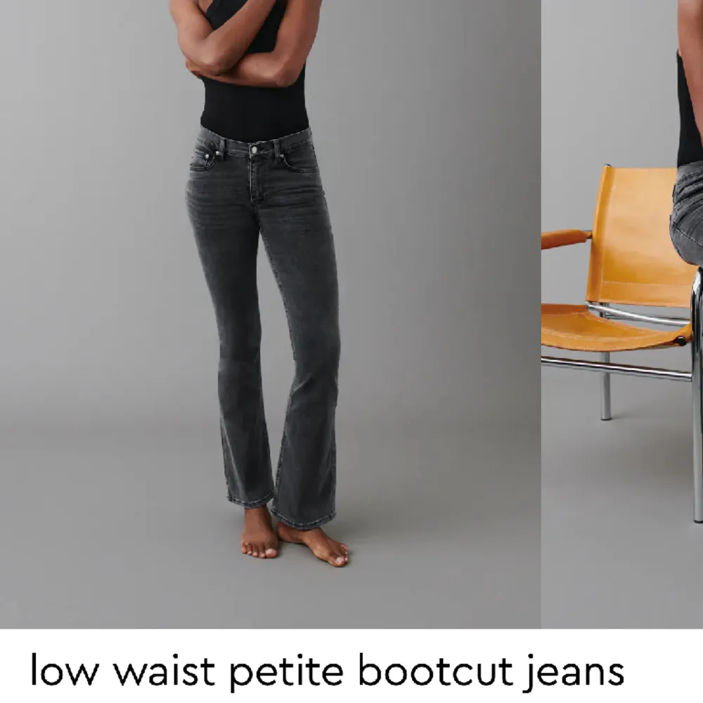 Säljer dessa skit snygga grå lågmidjade bootcut jeans💗 säljs pga att de är för korta på mig som är 167. De är ganska korta i längden. Köpta för 499. Skriv om ni undrar något. Jeans & Byxor.