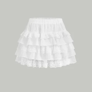 supersöt volangkjol - vit gullig kjol till sommaren med volanger, är ganska stretchig så passar xs/s💞💞 använd gärna köp nu💞