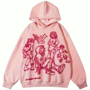 Hoodie med tryck  - Rosa hoodie. Använd ca 3-5 gånger. Storlek L