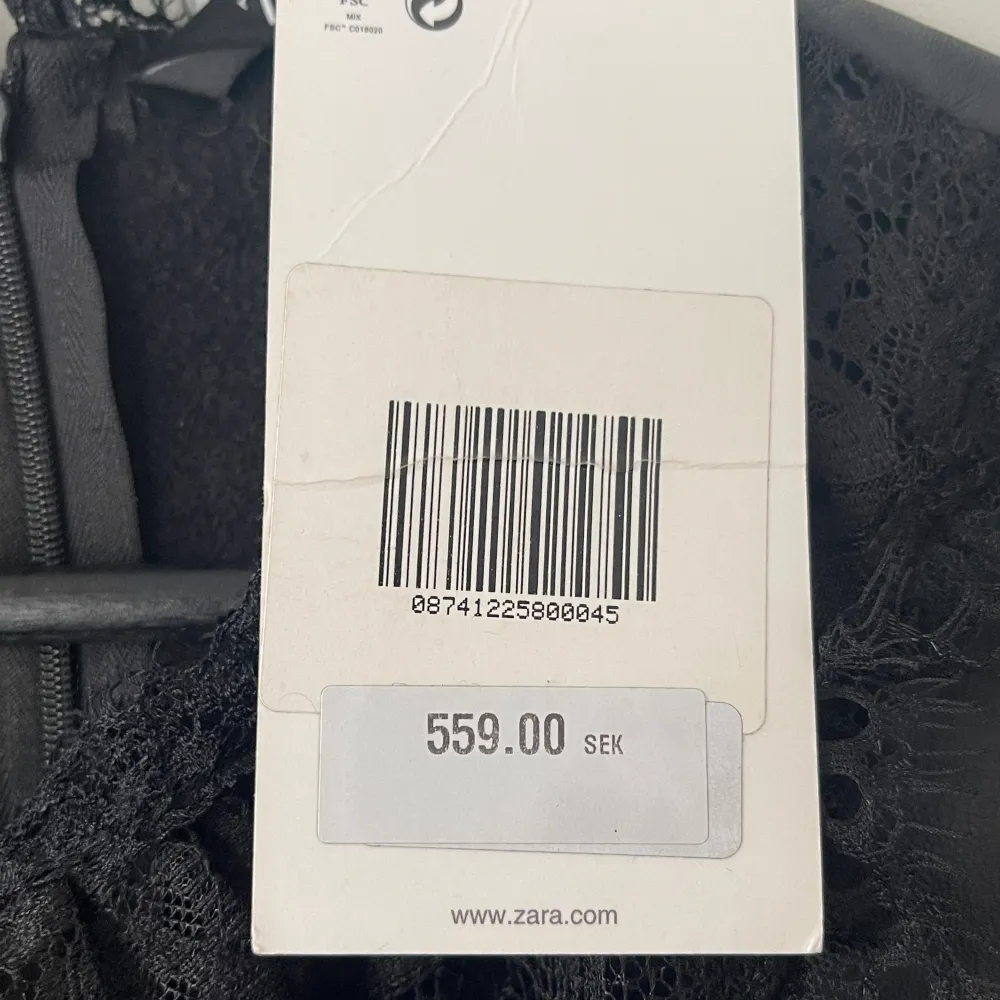 Skinn klänning med spets från Zara som aldrig är använd, storlek L. Mekot.