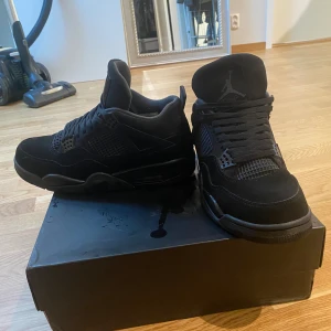 Jordan 4 black cats - Kom med pris förslag.Jordan 4 retro black cats i braskick,storlek 44 men passar 43,använda i ganska lite så dom är i perfekt skick.