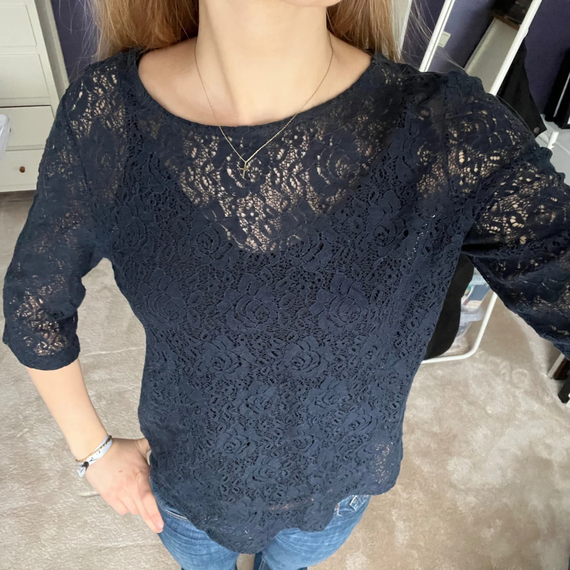 Marinblå spetstopp - 93