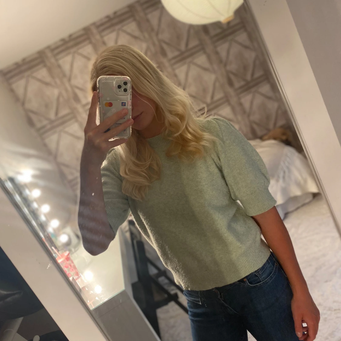 Grön stickad tröja  - 90