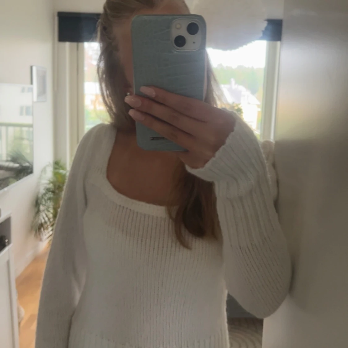 Vit stickad tröja  - 90