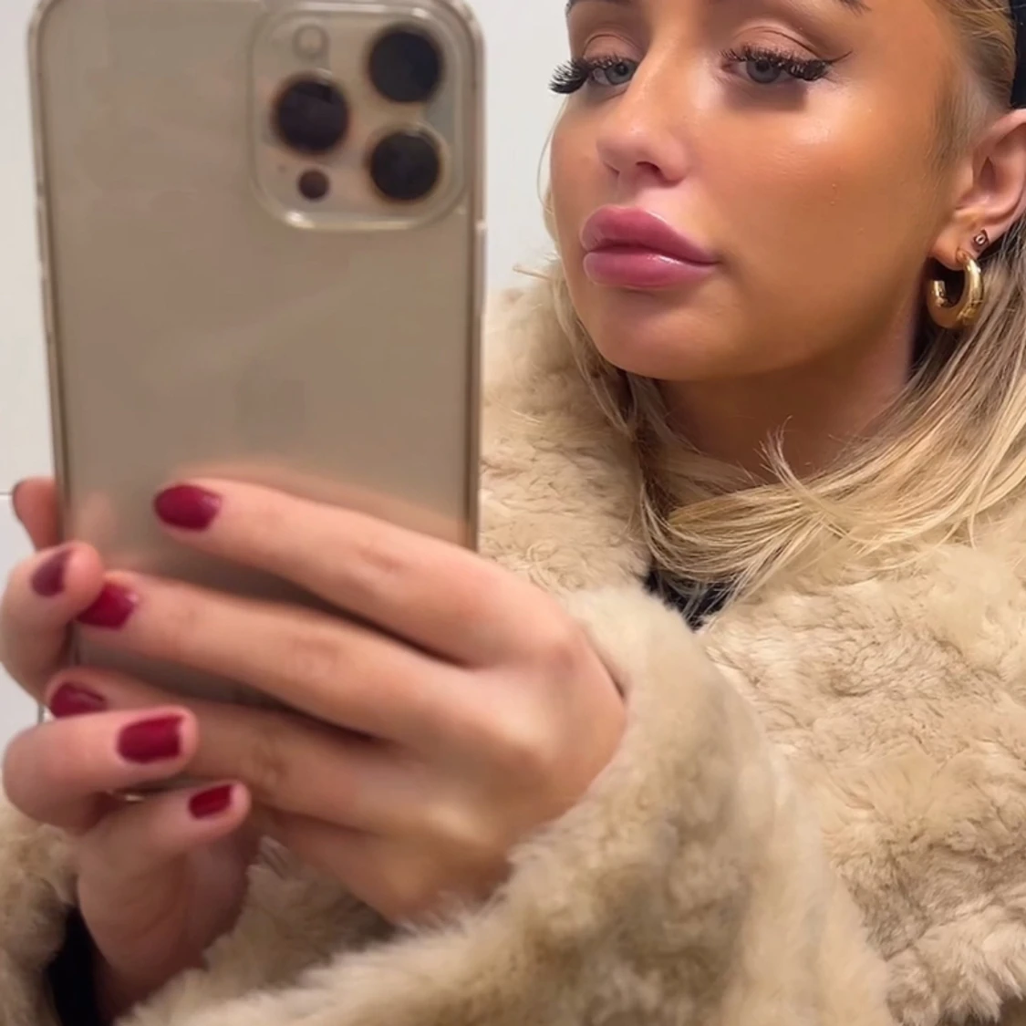 Beige pälsjacka  - 91