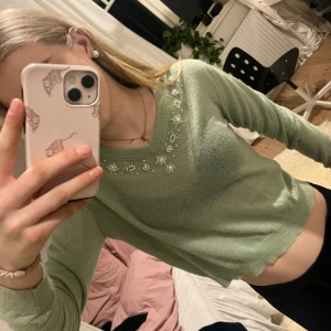 Zara Ljusgrön topp med pärlor  - Jättefin ljusgrön topp från Zara med pärlor, knappt använd, i bra skick 