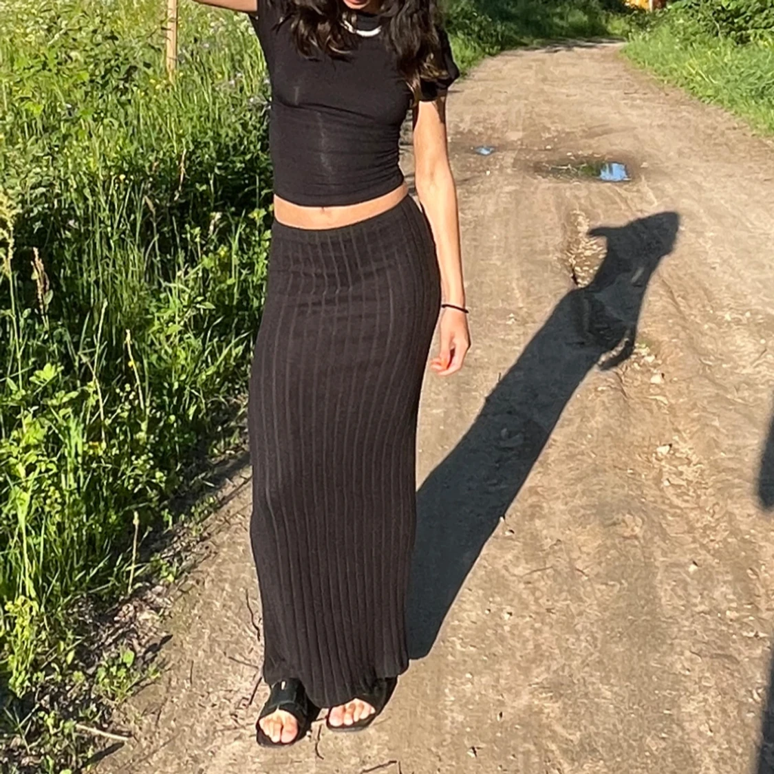 Ribbad Maxi kjol - 90