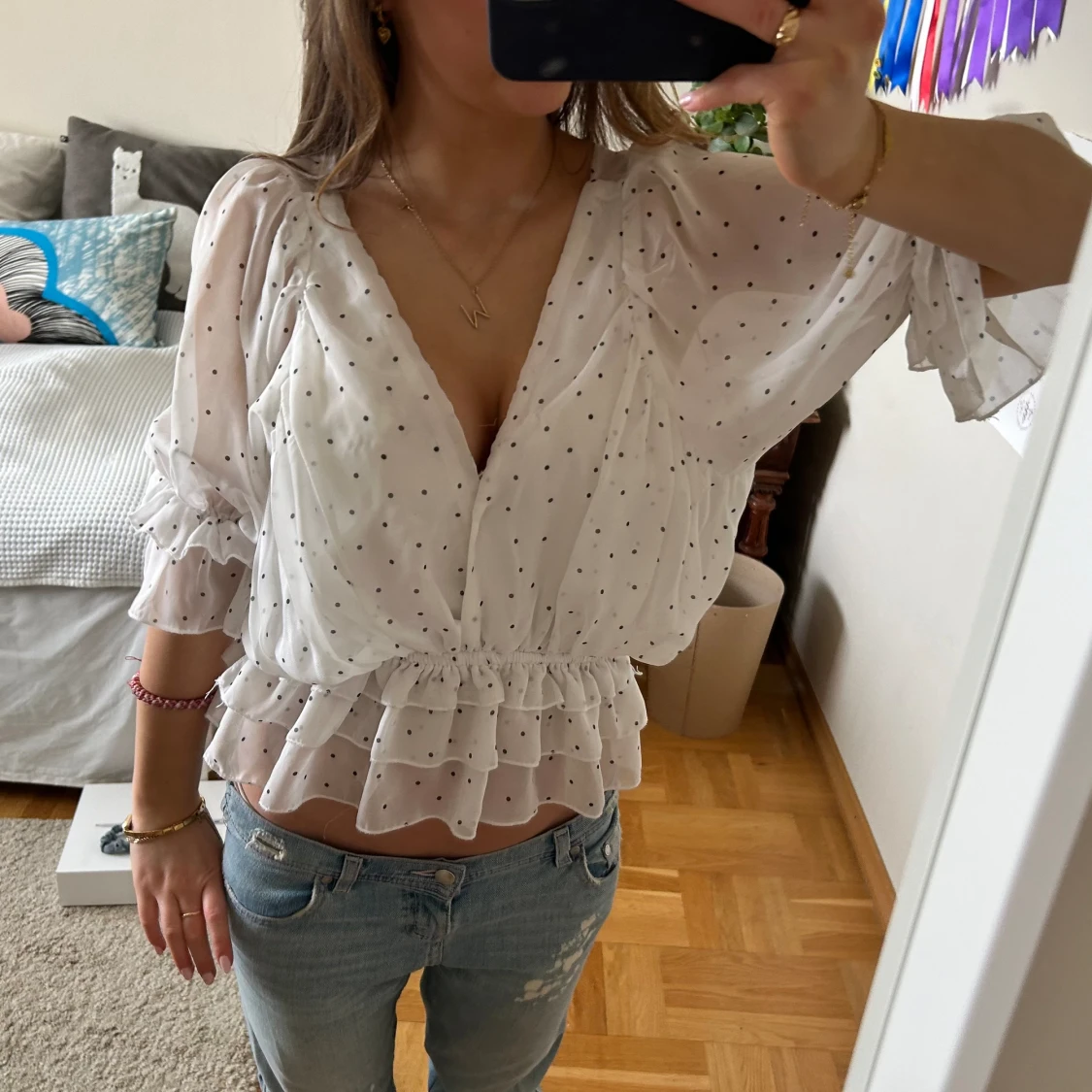 Vit prickig topp/ Blus