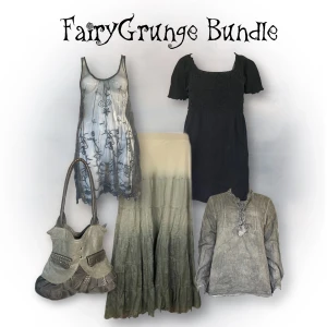Fairycore Bundle  - FAIRYGRUNGE BUNDLE 🧚🏼🤎  Everything is labeled 38 except the maxi skirt labeled 42. Can be worn low rise for someone that use 38. Maxi skirt got rhinestones as details  Grey blouse - tiny hole Purse - Tiny flaws, I can send more pictures! 