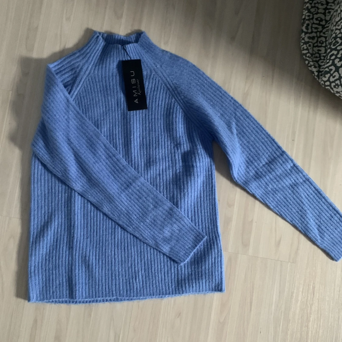 Blå stickad tröja  - 90