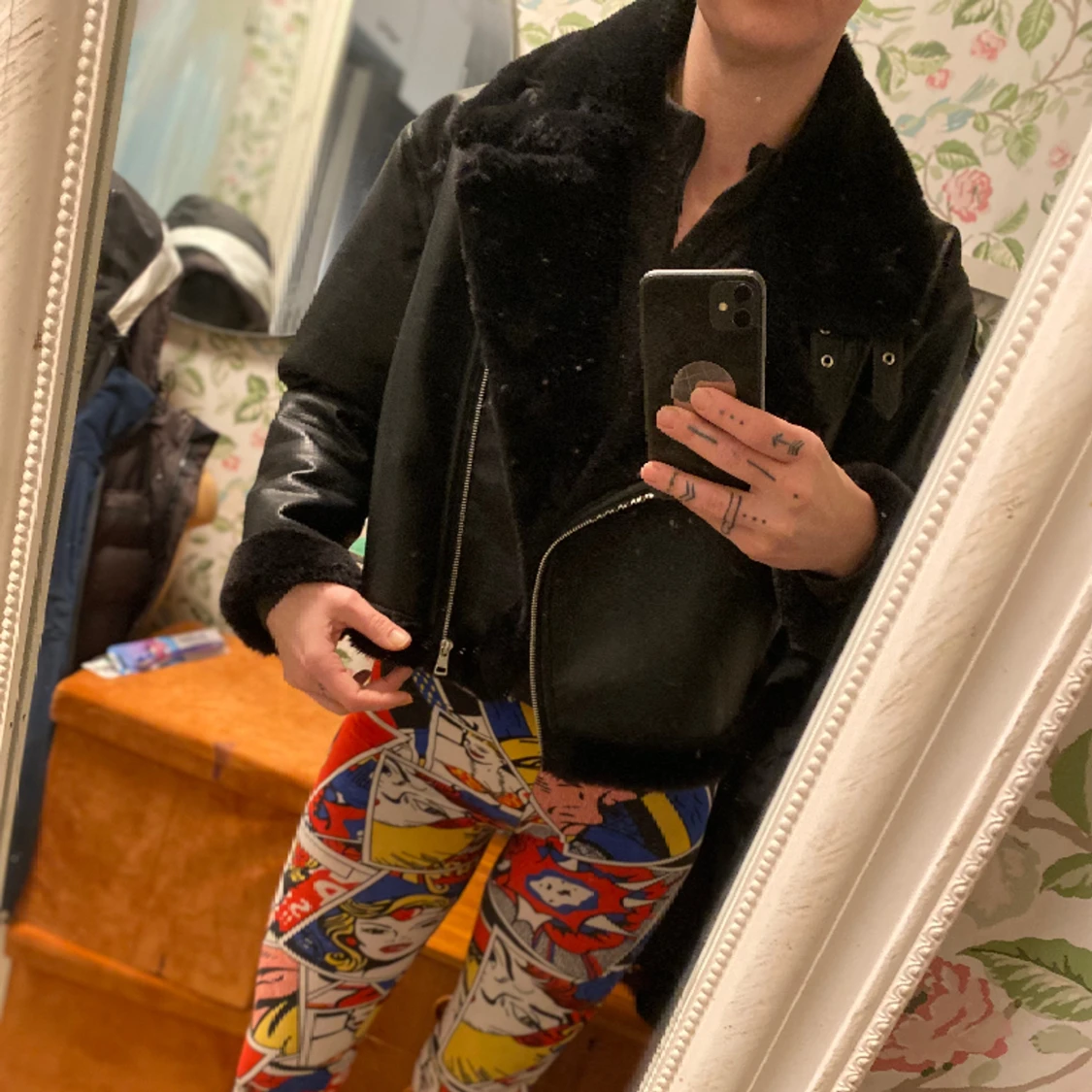 Skinnjacka med päls