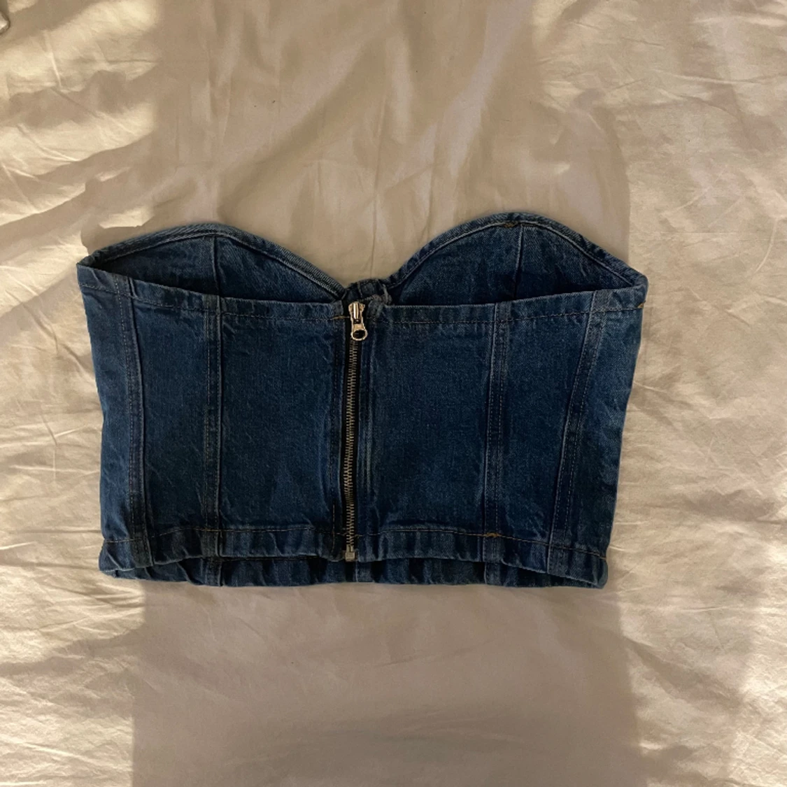 Korsett topp i denim  - 90