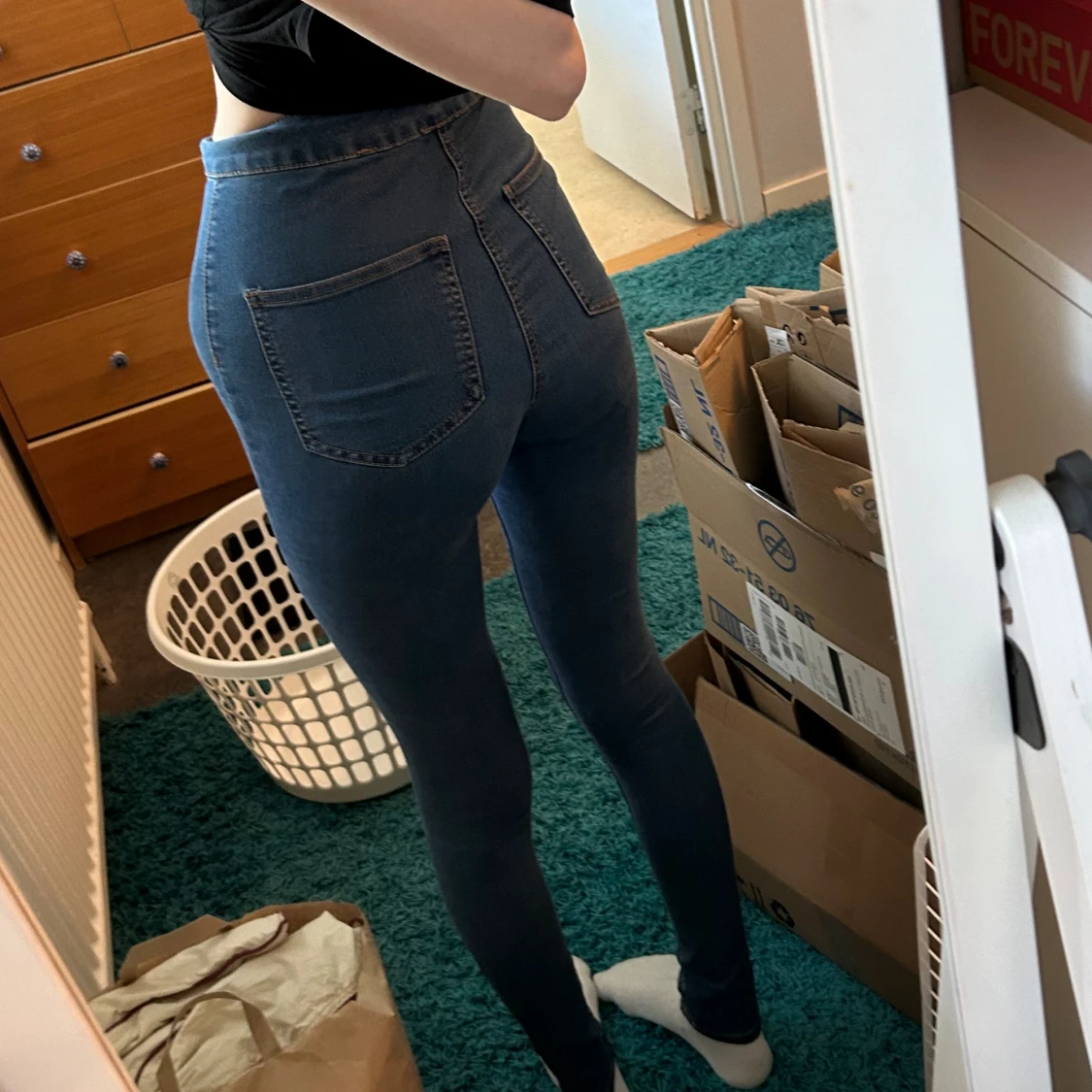 Tajta högmidjade jeans - 90